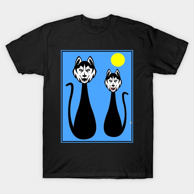 Dog Couple Whimsical Comic Surreal Print T-Shirt by posterbobs